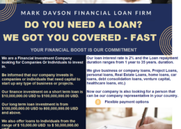 Tailored Financing Solutions for Your Projects with Mark Davson Financial Loan Firm +447300935913.